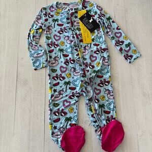 NWT Kiki + Lulu Pool Party Bamboo Sleeper Size 2T Summer Fun Flamingo Unicorn